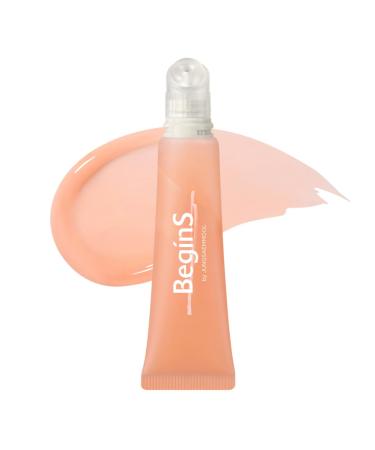 Lip Care Color Oil #Pure Coral 0.34 Fl Oz Vegan Tinted Lip Oil with Jelly Massager for Dry Lips Hydrating & Cooling Lip Treatment Long-Lasting Glow & Volume Korean Lip Oil BeginS
