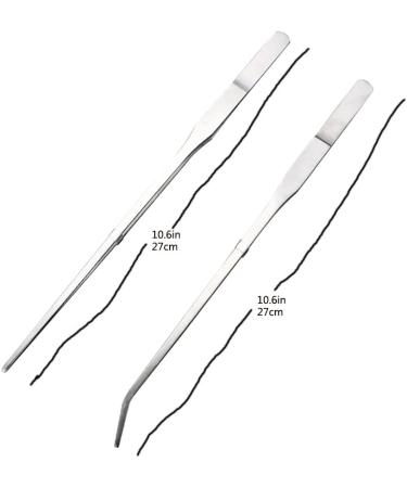 Aquarium Tweezers Set - Long 10.6 inches - Stainless Steel Straight and Curved - 2 Piece Aquascape Tools - Buy Online on GoSupps.com