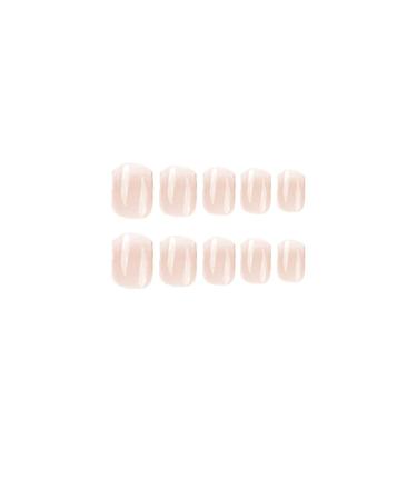 Justotry 24-Pack Beige Angular Press-On Nails - Glossy Nude Gradient & White Fake Nails for Women - Short Square Fingernails Design - Buy Online on GoSupps.com