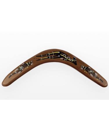 Australian Made Carded 12" Decorated Wood Throwing Boomerang - Kangaroo/Croc Design