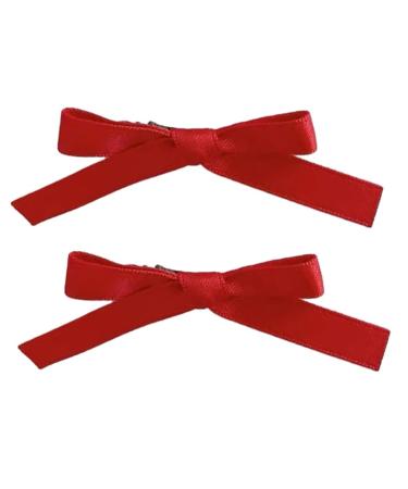 hgnxa Girls Balletcore w Preepy 2000s Side Clip Hair Clip Princess Sweet Girls Ribbon w Style Colorful w Big red