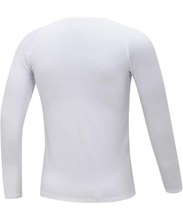 LEAO Youth Boys Long Sleeve Compression Shirt - White, Large | Quick Dry Sports Baselayer for Soccer, Baseball, Basketball - Buy Online on GoSupps.com