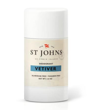 St Johns Vetiver Aluminum Free Deodorant | Long-Lasting Odor Resistant & Soothing | Clear Deodorant Stick | Odor-Free Deodorant Made of Natural Compounds | Vetiver Deodorant For Men (2.6 oz Stick)