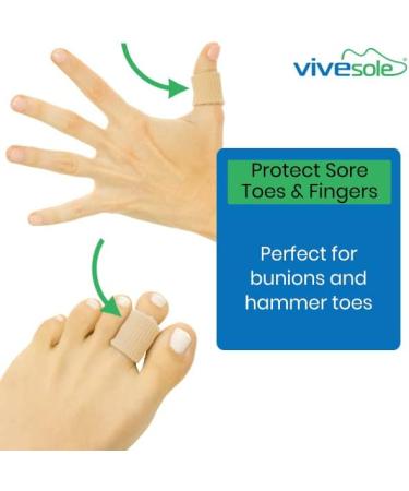 ViveSole Toe Sleeve Protector Tubes - Gel Lined Cushion Fabric (6 Pack) | Bunion Hammer Toe Separator Tubing for Corns and Calluses - Buy Online on GoSupps.com