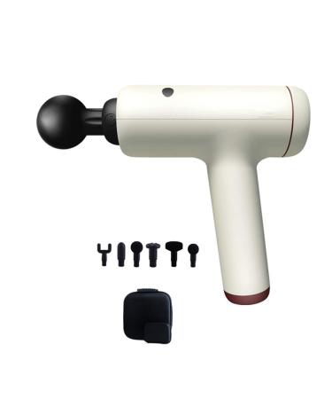 Fascia gun deep silent electrical fitness massage device cervix membrane muscle relaxant impact physiotherapy one-touch-touch 5 adjustable (black/white) white)