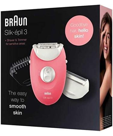 Braun Silk- pil 3 Beauty Set - Epilator for Women | Hair Removal Trimmer and Massage Attachments | Model 3-440 - Flamingo/White - Buy Online on GoSupps.com