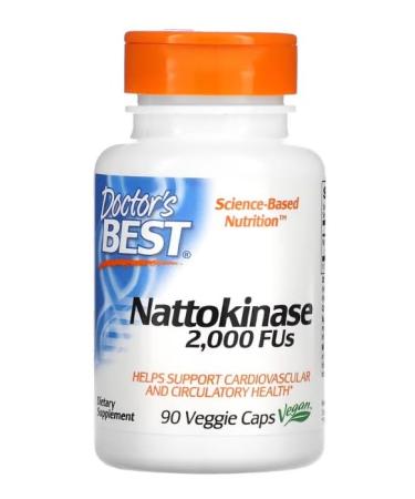 Doctor's Best Nattokinase 2000 FU Enzyme Supplement 90 Vegan Capsules Supports Heart Health and Circulation