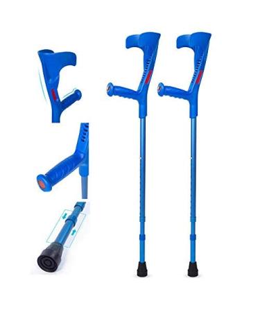 Cane Forearm Crutches - Ergonomic Handle Lightweight Arm Cuff Crutch - Adjustable 10 Stops Height Adjustable - for Standard and Tall Adults Blue 1 unit (Blue 2 units) Selfless dedication