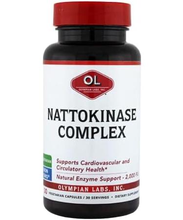 Olympian Labs Nattokinase Complex with Grape Seed Extract Herbal Supplements Superior Heart Health Support - 30 Daily Capsules - Buy Online on GoSupps.com