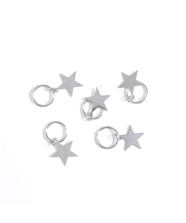 Dreadlock Hair Rings Silver Star - Hair Braid Rings Loops Clips Accessories for Women and Girls - Buy Online on GoSupps.com