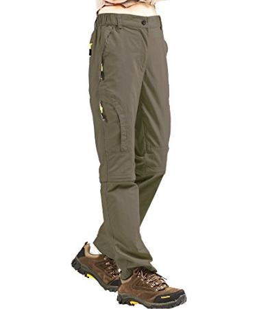 Women's Hiking Pants Convertible Quick Dry Stretch Lightweight Zip-Off Outdoor Fishing Travel Safari Pants 12 Khaki