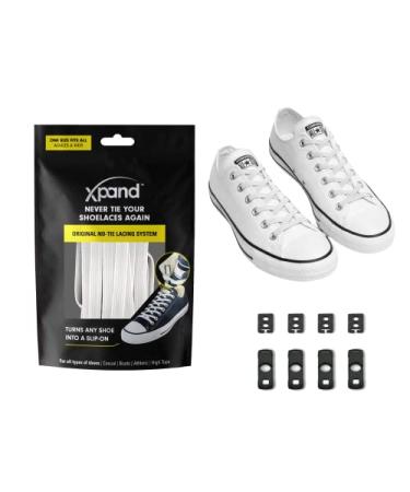 Xpand No Tie Shoelaces System with Elastic Laces - One Size Fits All Adult and Kids Shoes White