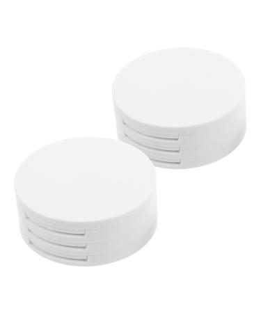 Bo te de Rangement pour Poudre Blanche 2 Pcs avec Miroir et Houppette Palette de Maquillage Vide Ronde 3 Couches tui Compact Portable pour Fards Paupi res Blush