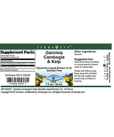 Garcinia Cambogia & Kelp Glycerite Liquid Extract - 1 oz (No Flavor) | Buy Internationally - Buy Online on GoSupps.com