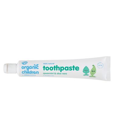 Green People Organic Children Spearmint & Aloe Vera Toothpaste 50ml | 100% Natural Toothpaste for Babies & Kids | Safe if Swallowed | Fluoride free & SLS free | Mint Toothpaste for Kids