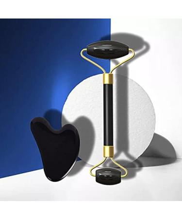 Jade Roller & Gua Sha Face Roller Rose Quartz Massager Facial Beauty Roller Skin Care Tools for Face Eyes Neck Reduce Wrinkle and Dark Circle (Black) - Buy Online on GoSupps.com