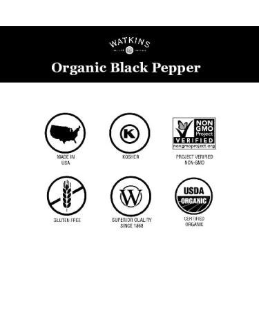 Watkins Gourmet Organic Whole Black Peppercorns 2.6 oz. Bottle - Non-GMO, Kosher (1-Pack) - Buy Online on GoSupps.com