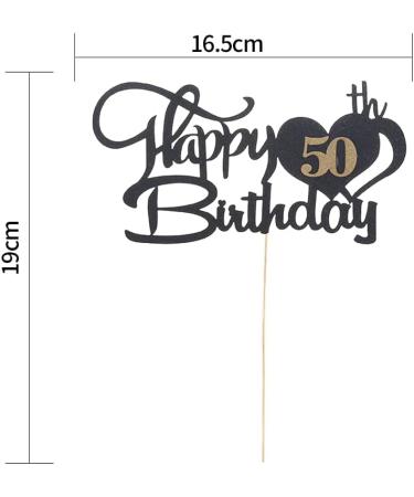 50 Cake Topper for 50th Birthday 50 Birthday Decoration Happy Birthday Toppers for Cakes Personalised Cake Toppers Birthday Black and Gold Cake Topper Birthday Cake Decorations for Birthday Party - Buy Online on GoSupps.com