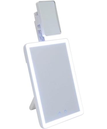 GloTech Portable LED Beauty Mirror Station with Magnetic Makeup Mat Cover - 10.8 x 8 - With Brush and Phone Holder - Buy Online on GoSupps.com