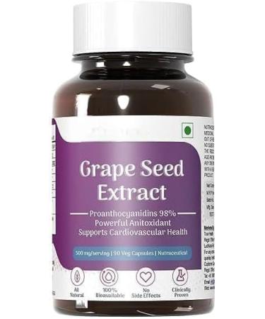 Grape Seed Extract 98% Polyphenols | 500 mg | Antioxidant Supplement Strengthens Immunity Promotes Healthy Skin and Hair | 90 Veg Capsules - Buy Online on GoSupps.com