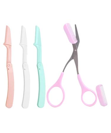3PCS Eyebrow Razor & Facial Shaver Set - Foldable Trimming Scissors & Dermaplaning Tool for Men & Women | International Shipping - Buy Online on GoSupps.com