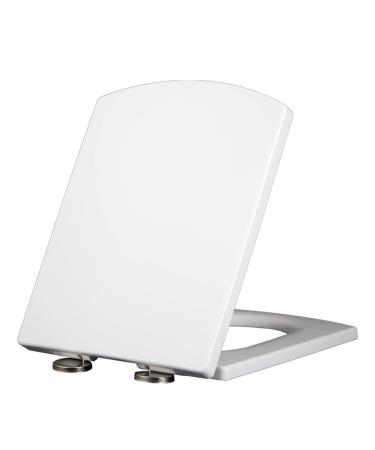 Square Toilet Seat Soft Close Toilet Seat with Quick Release Adjustable Hinges Easy Clean Easy Installation White 37X47cm 38X48.8cm Little Surprise