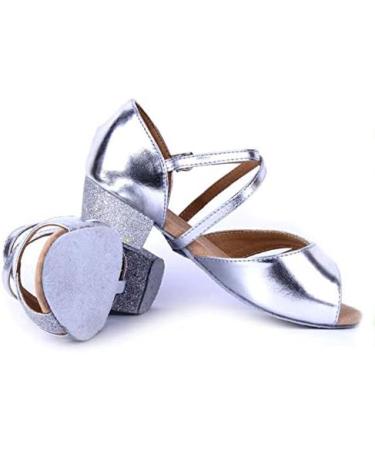 Girls Salsa Dance Shoes - Glitter Latin Tango & Ballroom Shoes for Children | Soft Soles | Size 37 EU | Silver - Buy Online on GoSupps.com