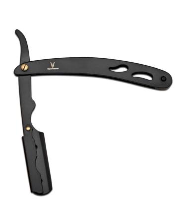 Straight Edge Razor for Close Shaving High Carbon Stainless Steel Blade Black Coating Professional Barber & Home Use