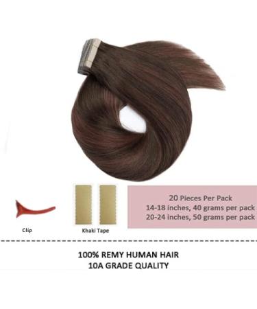 Shop Hotlulana 24-Inch Balayage Tape Extensions - Chocolate Brown & Dark Red Brown Real Hair (#4/4/33) - 50g Skin Weft - 20pcs Invisible Tape-in Extensions - Buy Online on GoSupps.com