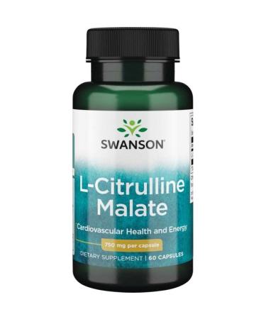 Swanson L-Citrulline Malate 750mg 60 Capsules High Strength Lab Tested Soy Free Gluten Free Non-GMO