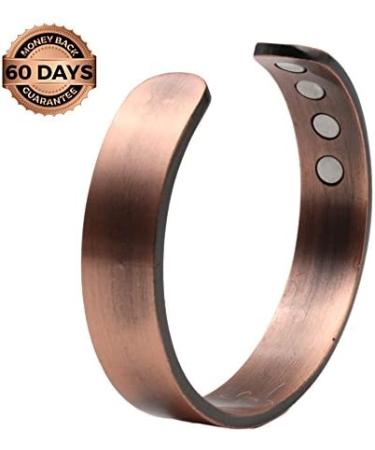 Reevaria Pure Copper Magnetic Cuff Bracelet for Men - 8 Magnets 3500 Gauss - Pain Relief for Arthritis, Golf, Carpal Tunnel - Heavyweight Design - Buy Online on GoSupps.com