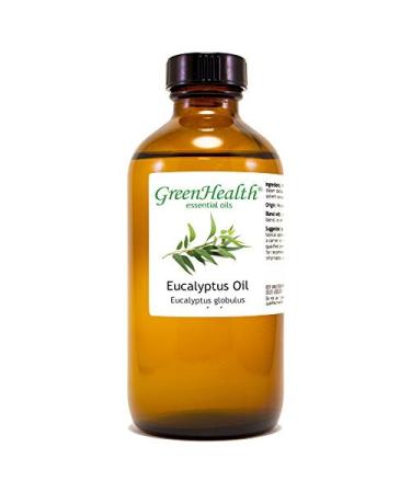 GreenHealth Eucalyptus Essential Oil 8 fl oz (237 ml) 100% Pure & Natural Aromatherapy Oil in Amber Glass Bottle with Cap for Diffuser Cleaning DIY Home Fragrance
