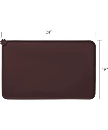 Audwud Silicone Waterproof Pet Feeding Mat - Anti-Slip Dog & Cat Bowl Mat 61x41 cm - Dark Brown - Buy Online on GoSupps.com