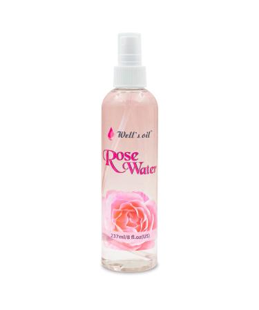 Well's 100% Pure Rose Water 8oz I Alcohol Free I No Parabens I No Artificial Color I Natural Skincare and Haircare 8 Fl Oz (Pack of 1)