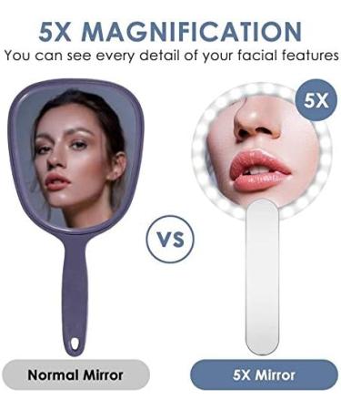 Socueny Mini Travel Portable Makeup Vanity Mirror with 10X Magnifying Ring LED Fill Lights Handheld Folding Pocket Mirror 4 Inch - Buy Online on GoSupps.com