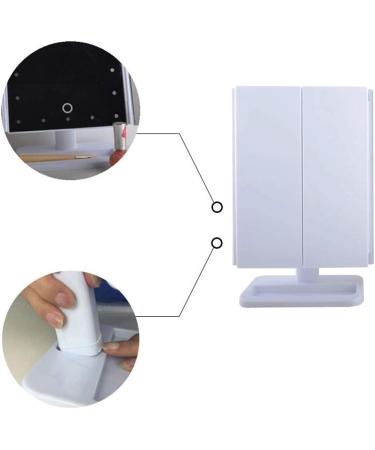 Lighted Trifold Makeup Vanity Mirror with 24 Dimmable LEDs - 1X/2X/3X Magnification for Makeup, Shaving, Dressing Table - Vanity Desk Essential - Buy Online on GoSupps.com