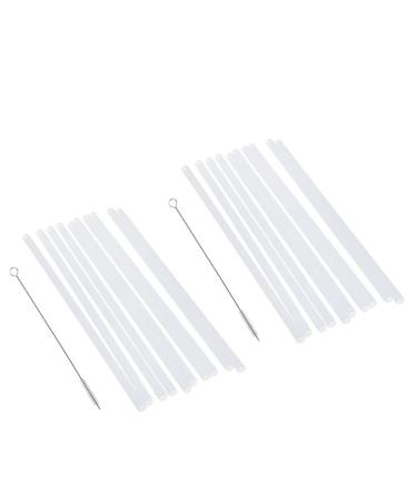 Set of 20 Hard Plastic Straws Reusable Clear Transparent Straight Drinking Straws with 1 Cleaning Brush