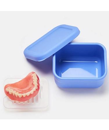 LOSAND FLEXCASE Denture Baths That Never Leak Leakproof Airtight Lids Denture Cup Non Toxic Food Grade Platinum Silicone Retainers Case Assorted Colors (BLUE)