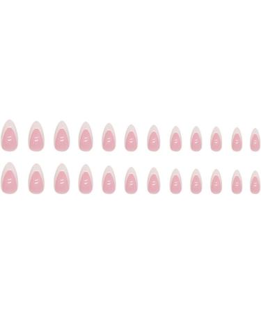 Justotry 24 Pcs Stiletto False Nails Short White French Press on Nails with Nail Glue - Trendy Almond Stick on Nails for Women - Buy Online on GoSupps.com