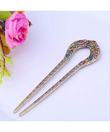 Hair Clips Vintage Hair Accessories Antique Bronze Gold Plated Clip U-shaped Hair Clip Pin Rhinestone Flower Hair Accessories Blue Hair Clips (Size : 1) - Buy Online on GoSupps.com