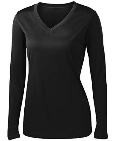 Animal Den Ladies Long Sleeve Moisture Wicking Athletic Shirts Sizes XS-4XL Medium Black