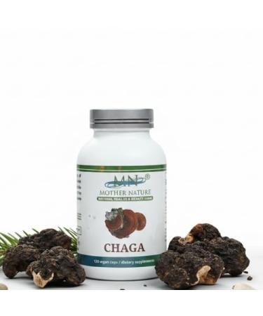 Mother Nature Chaga (Inonotus Obliquus) Mushroom Supplement - 1000mg - 120 Vegan Pullulan Capsules - Made in USA