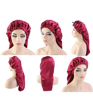 Women's Extra Large Satin Sleep Cap for Long Curly Hair - Long Satin Hair Bonnet for Sleeping - Hair Protection and Elastic Fit - Buy Online on GoSupps.com