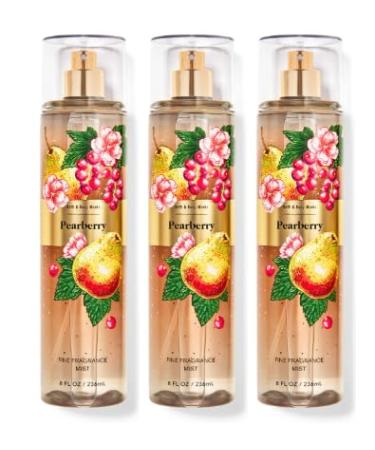 Bath and Body 3 Pack FINE FRAGRANCE MIST 8 fl oz / 236 mL (Packaging may Vary) (PEARBERRY)