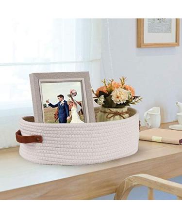 Oradrem Woven Storage Basket for Toilet Tank Top - Farmhouse Home Decor - Bathroom Table and Counter Organizer - 13 x 5.9 x 4 inches - White - Buy Online on GoSupps.com