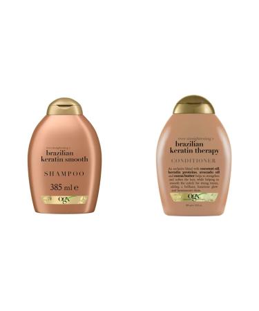 OGX Ever Straightening + Brazilian Keratin Therapy Smoothing Shampoo with Hair-Smoothing Conditioner with Coconut Oil Cocoa Butter & Avocado Oil
