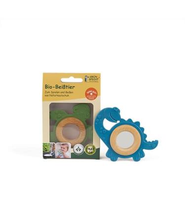 Gr npecht Organic Rubber Bites & Wooden Ring - BPA-Free Dental Aid & Toy for Gums Fine Motor Skills Dinosaur Design Blue (688-00) - Buy Online on GoSupps.com