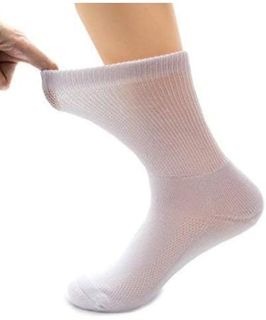 Copper Infused Diabetic Crew Socks - Super Stretch Comfort for Men and Women - 2 Pairs, White, Shoe 5-12 US - Buy Online on GoSupps.com