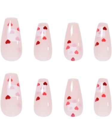 Justotry 24 Pcs Valentine's Day Press on Nails - Long Red Heart & Pink Ballerina Fake Nails for Women - Acrylic Coffin False Nails with Glue - Nail Art Designs included - Buy Online on GoSupps.com