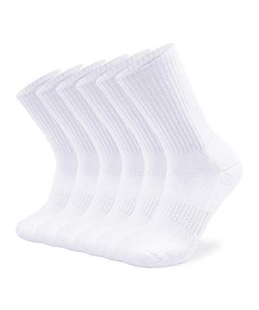 SOX TOWN Men's Moisture Wicking Breathable Performance Combed Cotton Cushion Crew Socks White 10-13